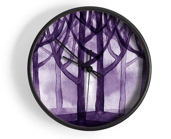 Purple Woodland Clock - Wallart-Direct UK