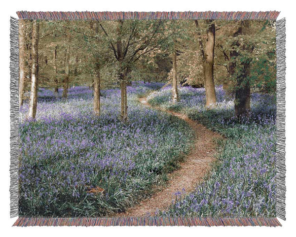 Walk Through The Bluebell Path Woven Blanket