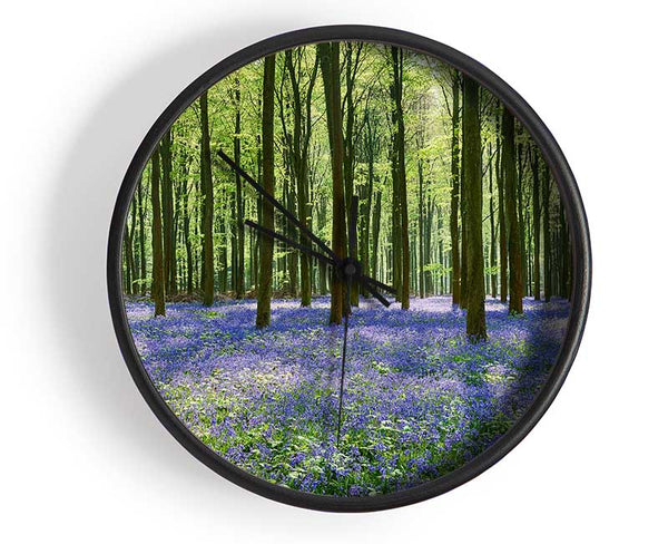 Mystical Bluebell Woodland Clock - Wallart-Direct UK
