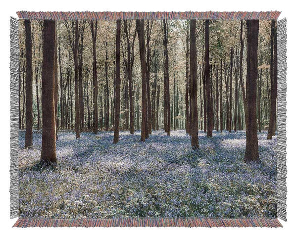 Mystical Bluebell Woodland Woven Blanket