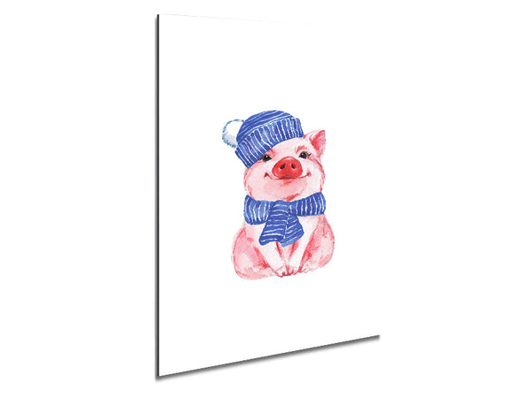 Winter Piggy Love Metal Print