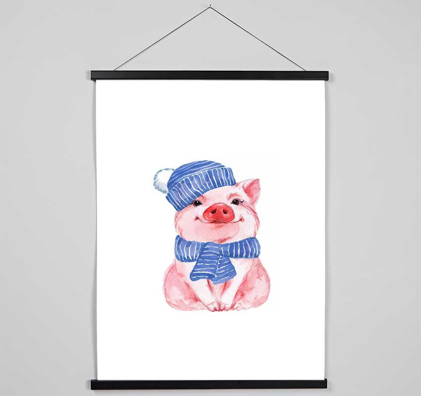 Winter Piggy Love Hanging Poster - Wallart-Direct UK