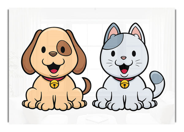 Glückliche Katze und Hund