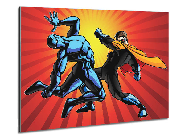 Superhero Fight Metal Print