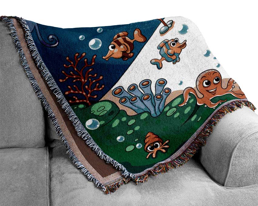 Mermaid And Friends Woven Blanket
