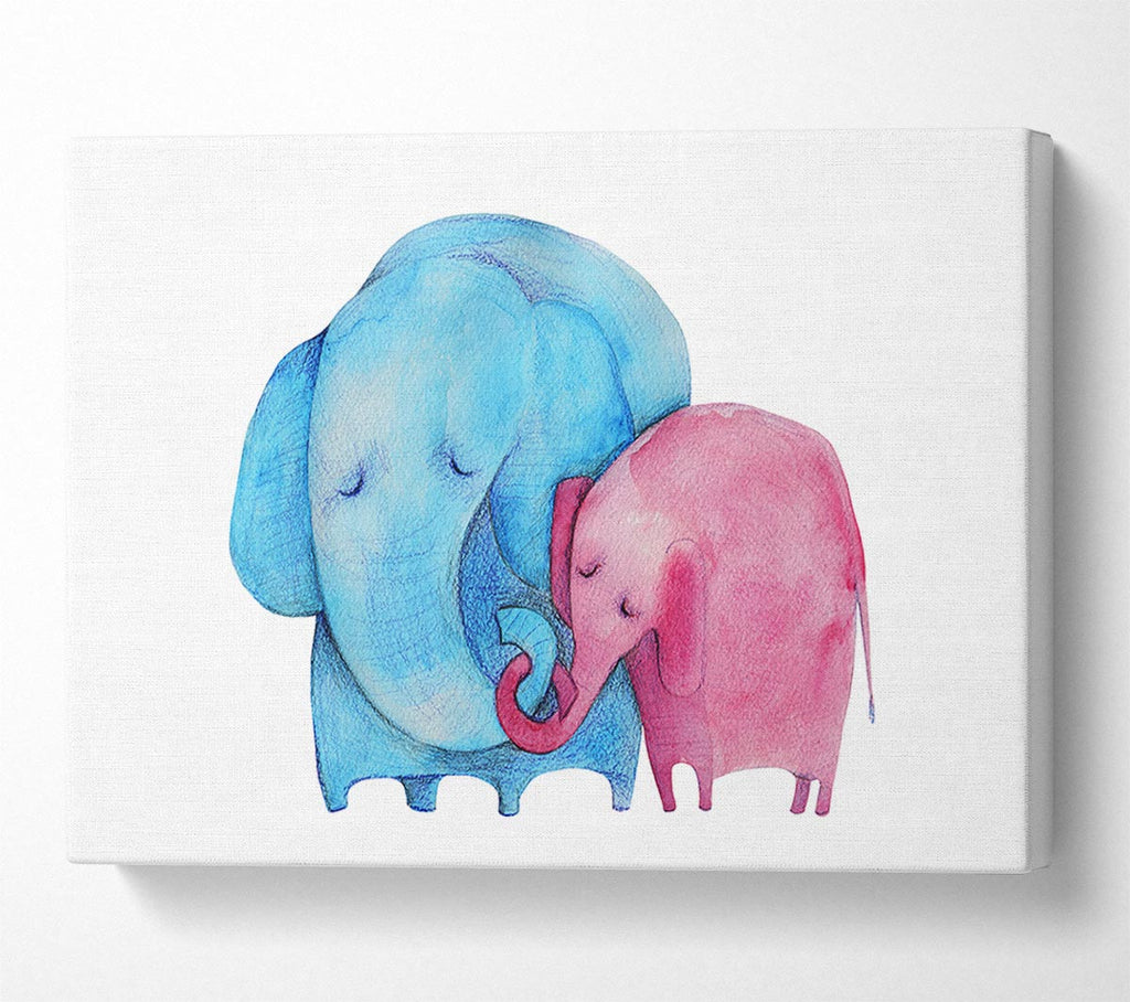 Picture of Mother And Baby Elephant Canvas Print Wall Art