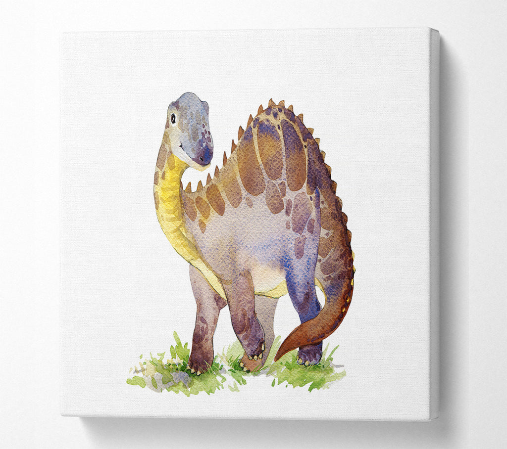 A Square Canvas Print Showing Smiling Dino Square Wall Art