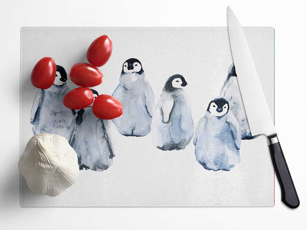 Penguin Family Glass Chopping Board