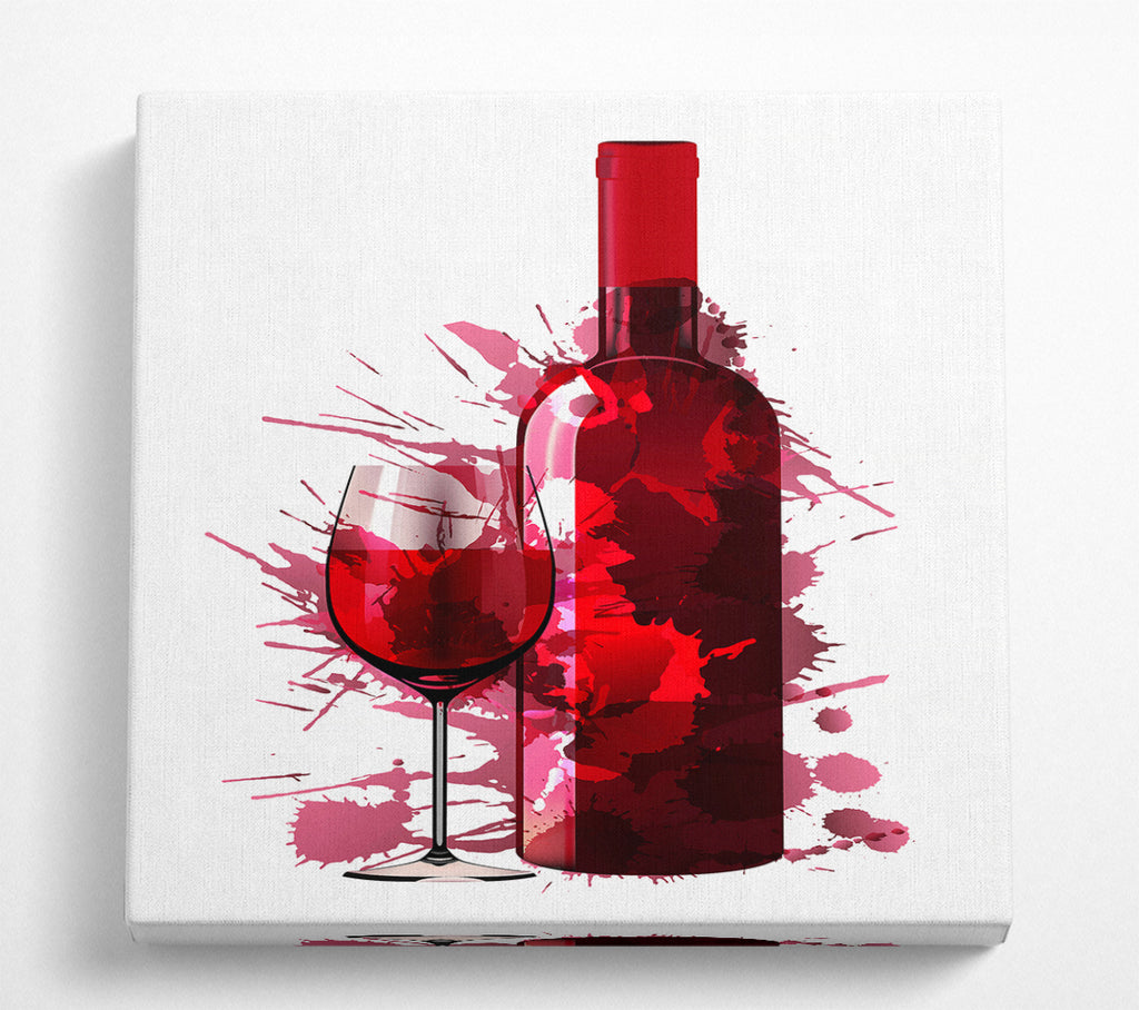 A Square Canvas Print Showing Red Wine Splash Square Wall Art