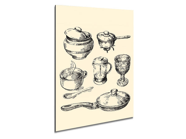 Retro Pots And Pans Metal Print