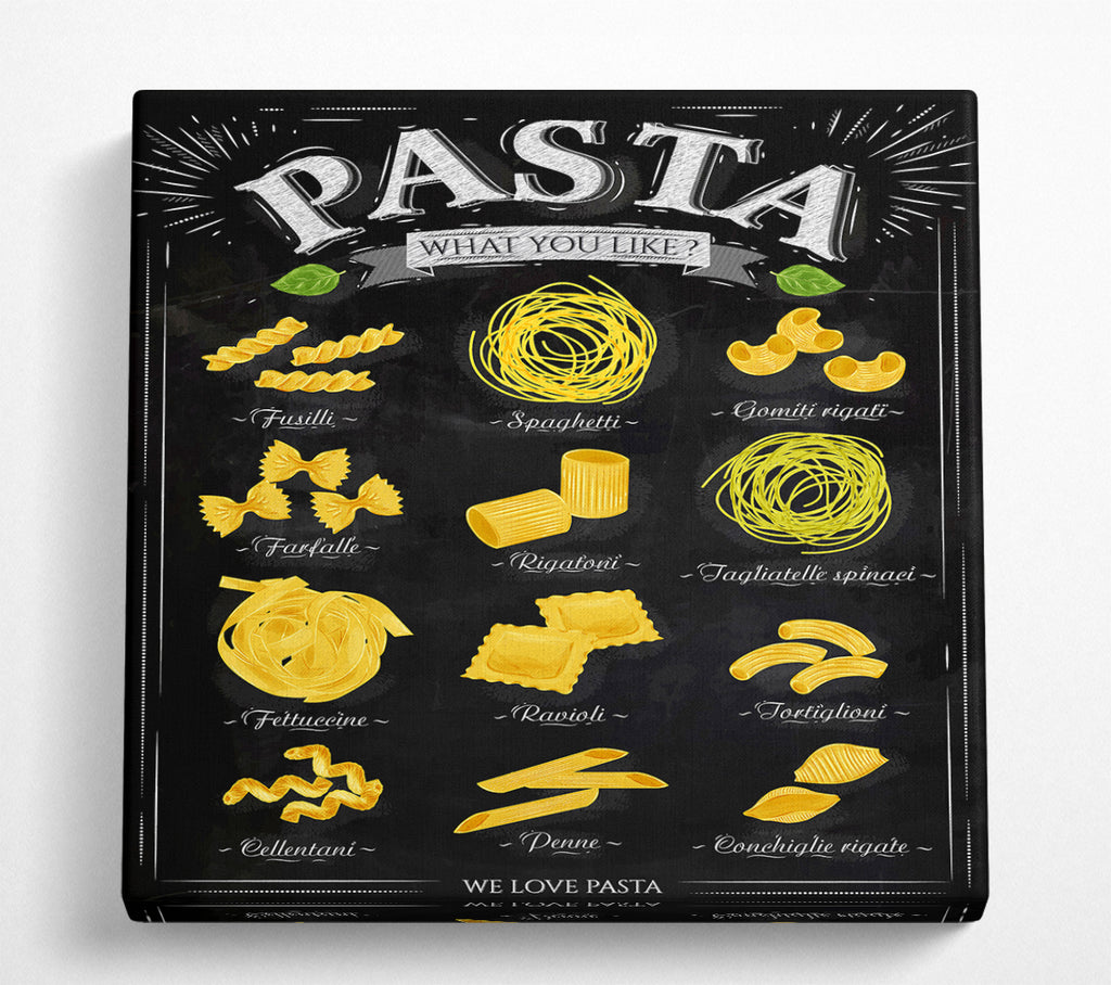 A Square Canvas Print Showing We Love Pasta Square Wall Art