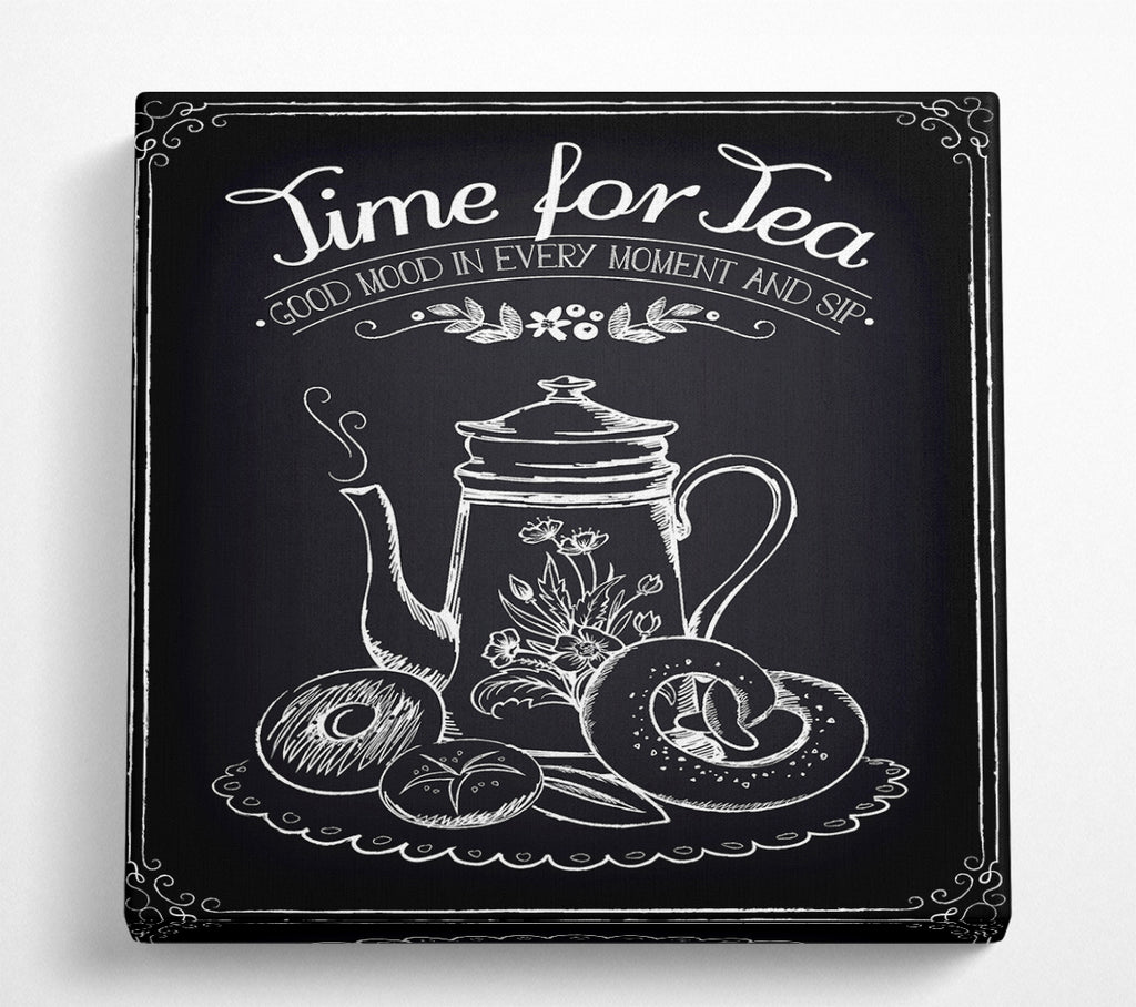 A Square Canvas Print Showing Time For Tea 1 Square Wall Art