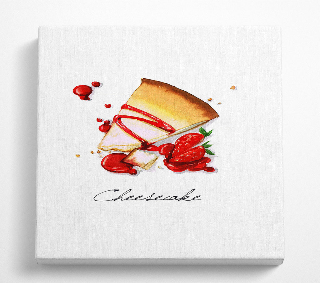 A Square Canvas Print Showing Strawberry Cheesecake Square Wall Art