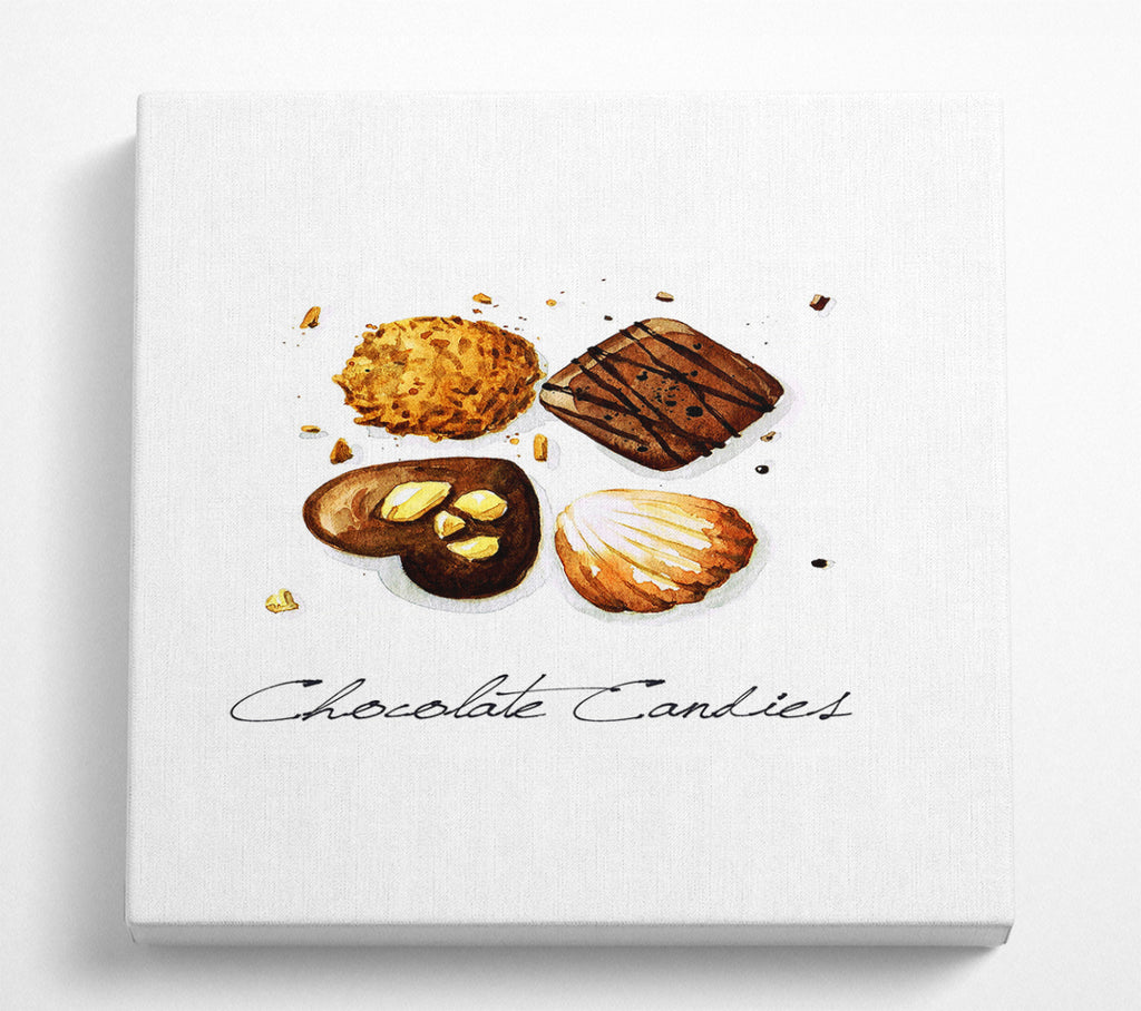 A Square Canvas Print Showing Chocolate Biscuit Cookies Square Wall Art