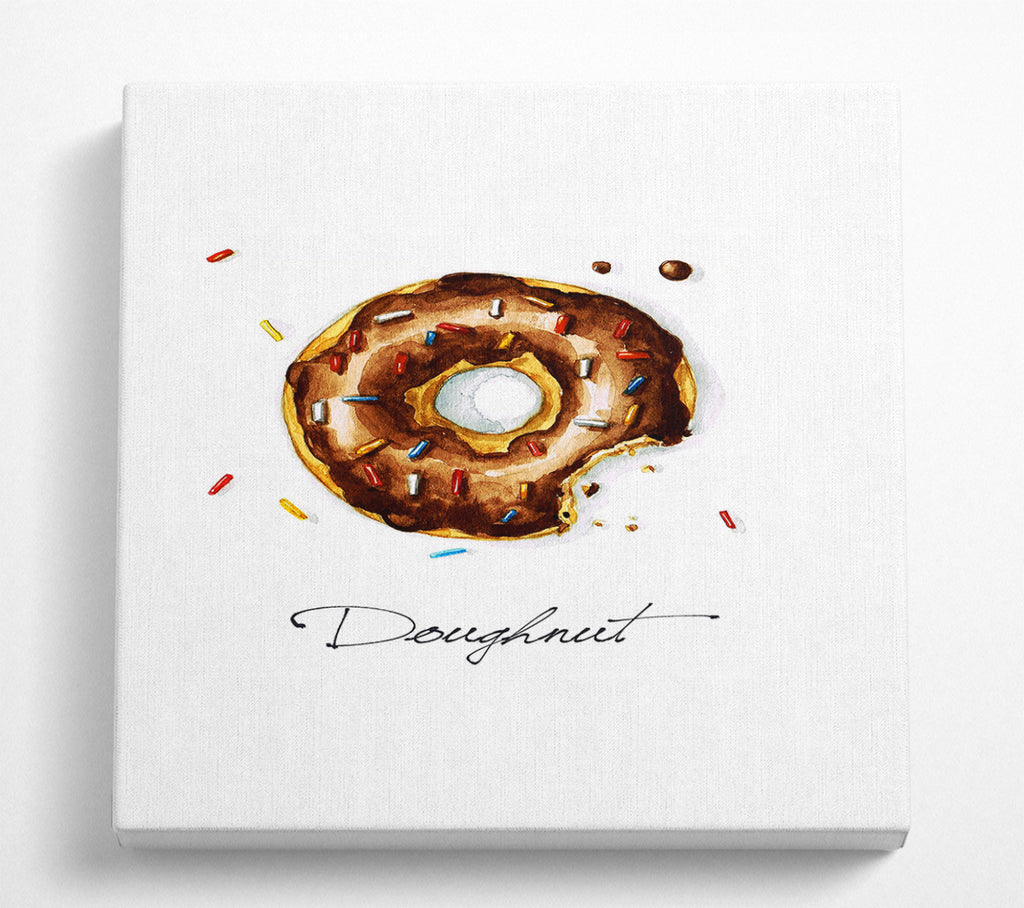 A Square Canvas Print Showing Chocolate Doughnut Square Wall Art