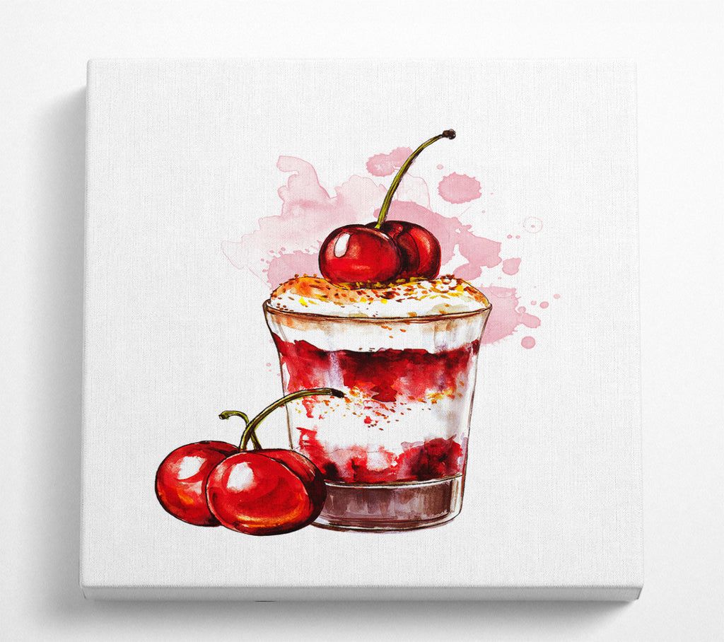 A Square Canvas Print Showing Cherry Sundae Square Wall Art