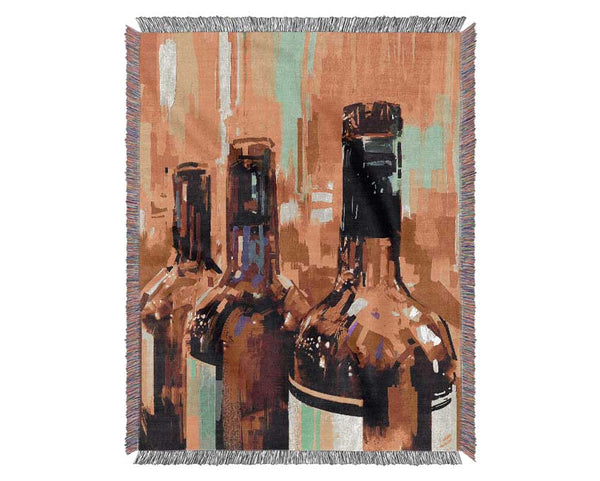 Retro Wine Bottles Woven Blanket