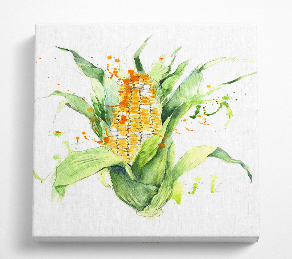 A Square Canvas Print Showing Sweetcorn 2 Square Wall Art