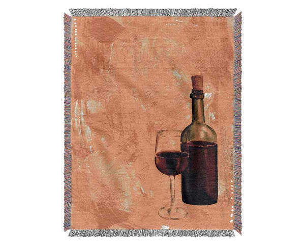 Red Wine Bottle Woven Blanket