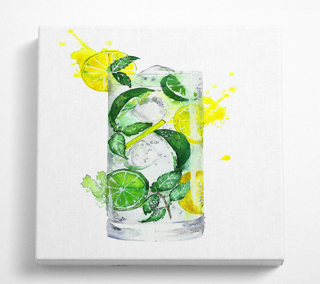 A Square Canvas Print Showing Tall Glass Of Gin And Tonic Square Wall Art