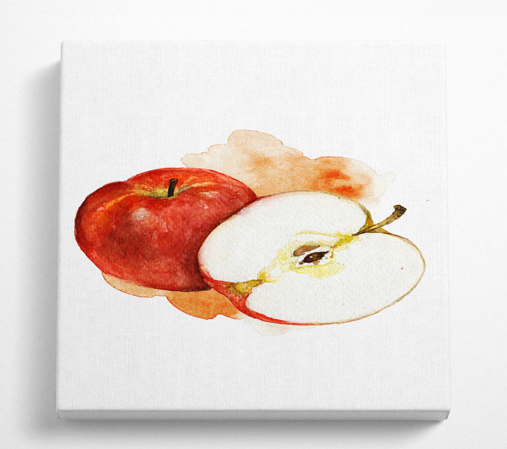 A Square Canvas Print Showing Apple Half Square Wall Art