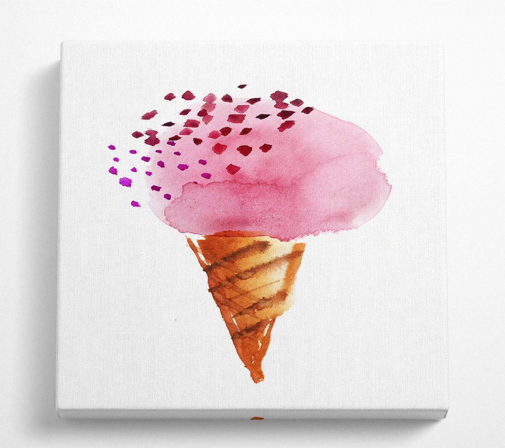 A Square Canvas Print Showing Strawberry Icecream Square Wall Art