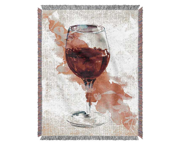 Glass Of Red Wine Woven Blanket
