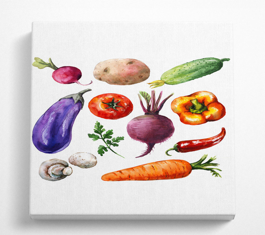 A Square Canvas Print Showing Vegetable Selection 2 Square Wall Art