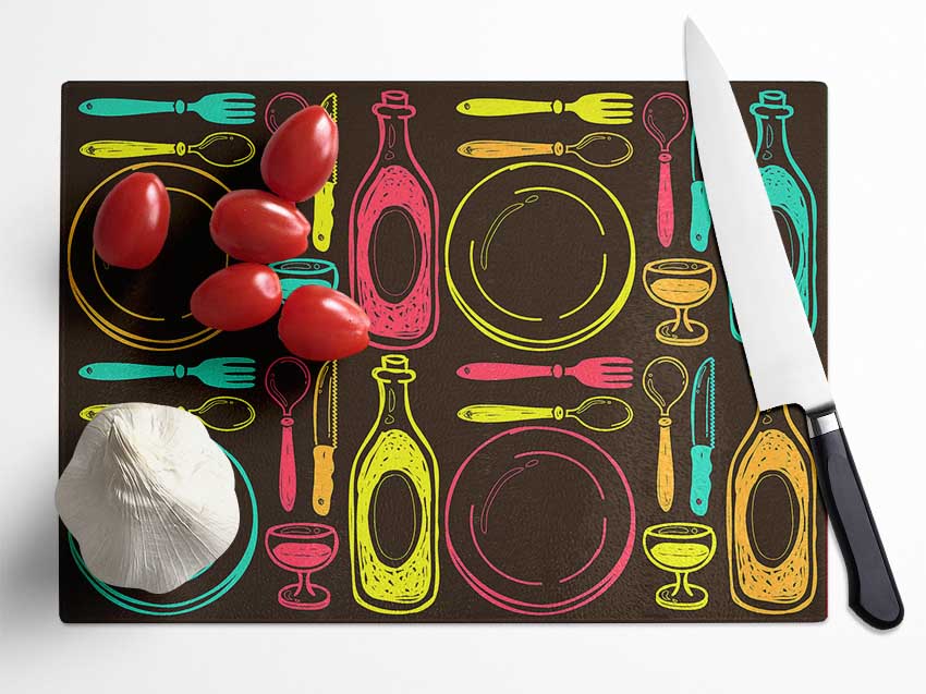 I Love Cooking 4 Glass Chopping Board
