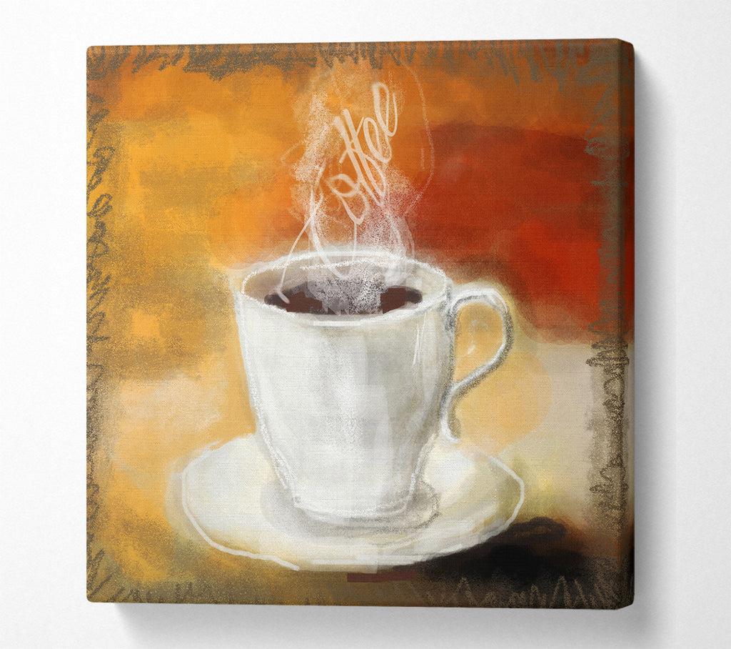 A Square Canvas Print Showing Coffee Steam Square Wall Art