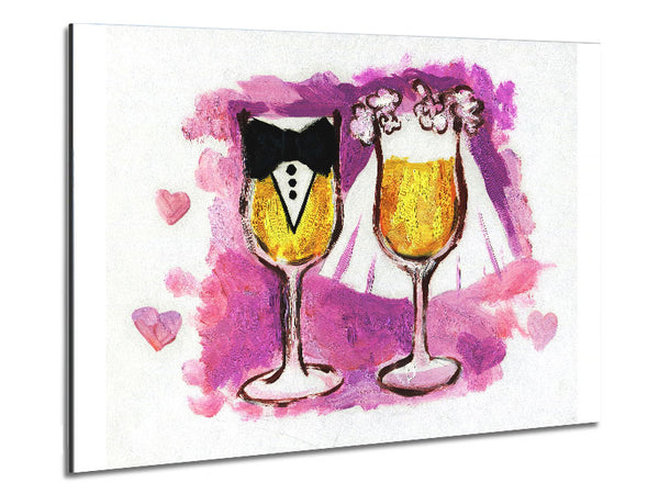 Champagner-Toast für Braut und Bräutigam