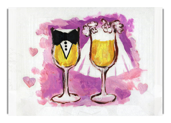 Champagner-Toast für Braut und Bräutigam