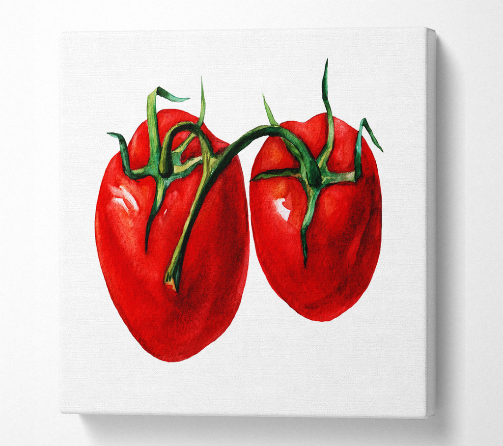 A Square Canvas Print Showing Duo Tomato 2 Square Wall Art