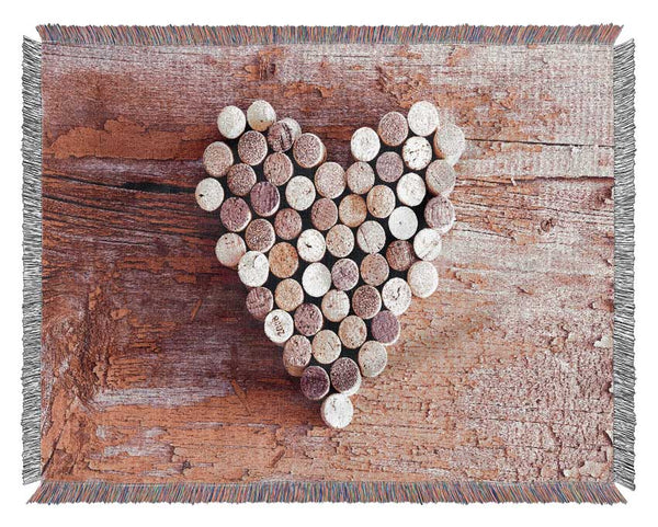 Wine Cork Love Heart Woven Blanket