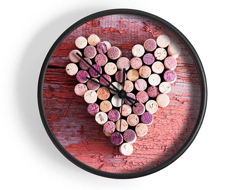 Wine Cork Love Heart Clock - Wallart-Direct UK