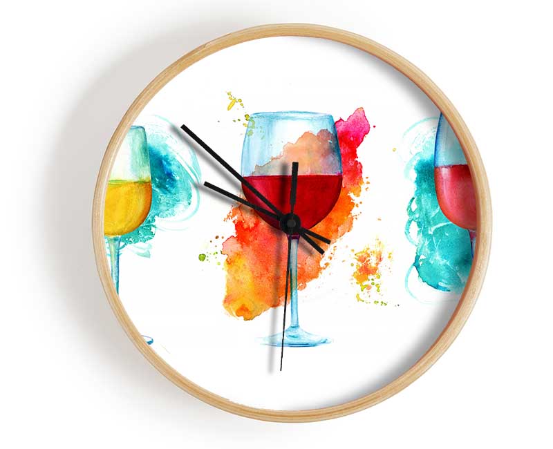 Red White Rose Wine Clock - Wallart-Direct UK