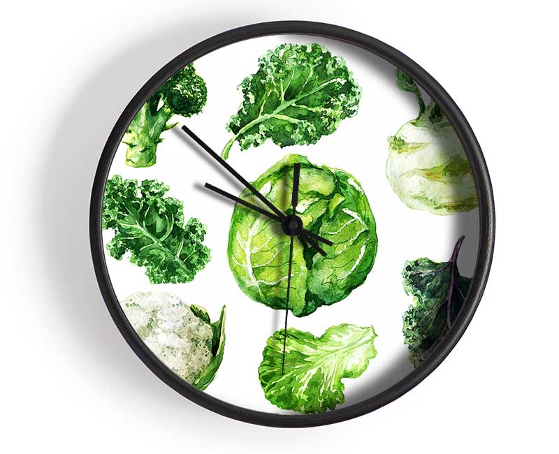 Vegetable Selection 3 Clock - Wallart-Direct UK