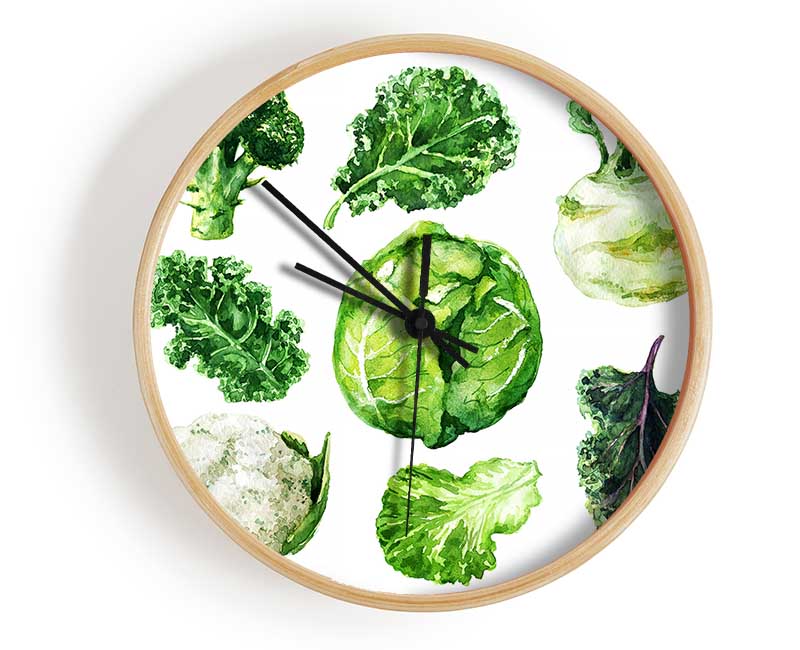 Vegetable Selection 3 Clock - Wallart-Direct UK