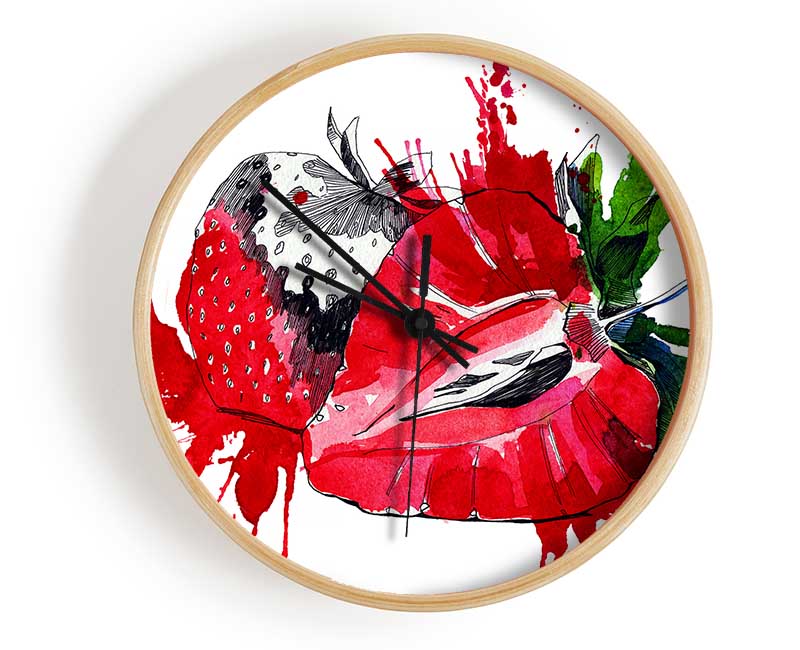 Strawberry Splash Clock - Wallart-Direct UK