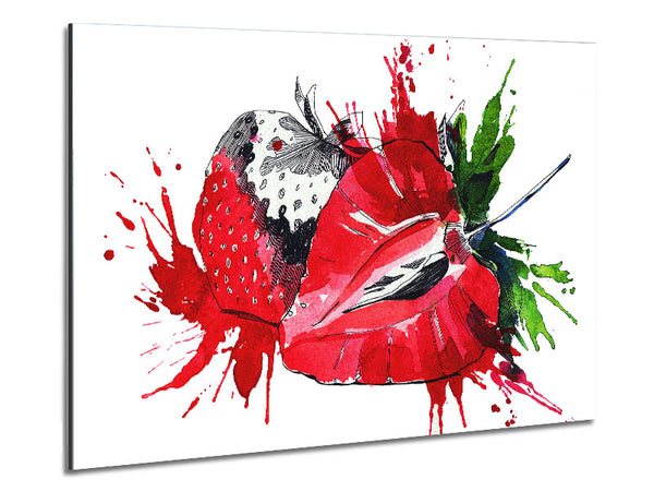 Strawberry Splash Metal Print
