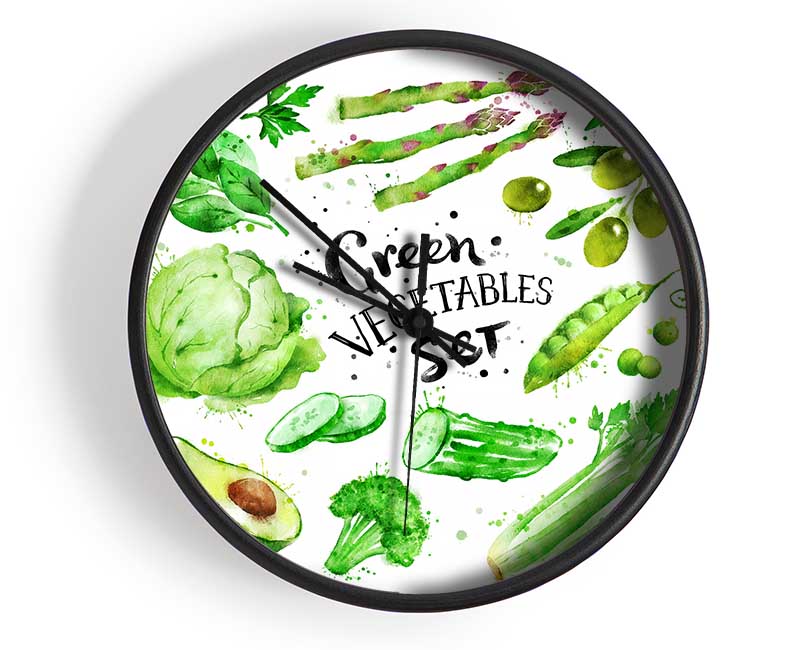 Green Vegetable Set Clock - Wallart-Direct UK