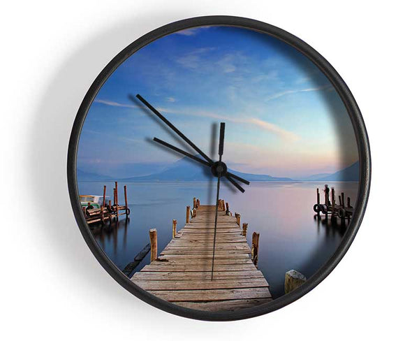 Mountains At The End Of The Dock Clock - Wallart-Direct UK
