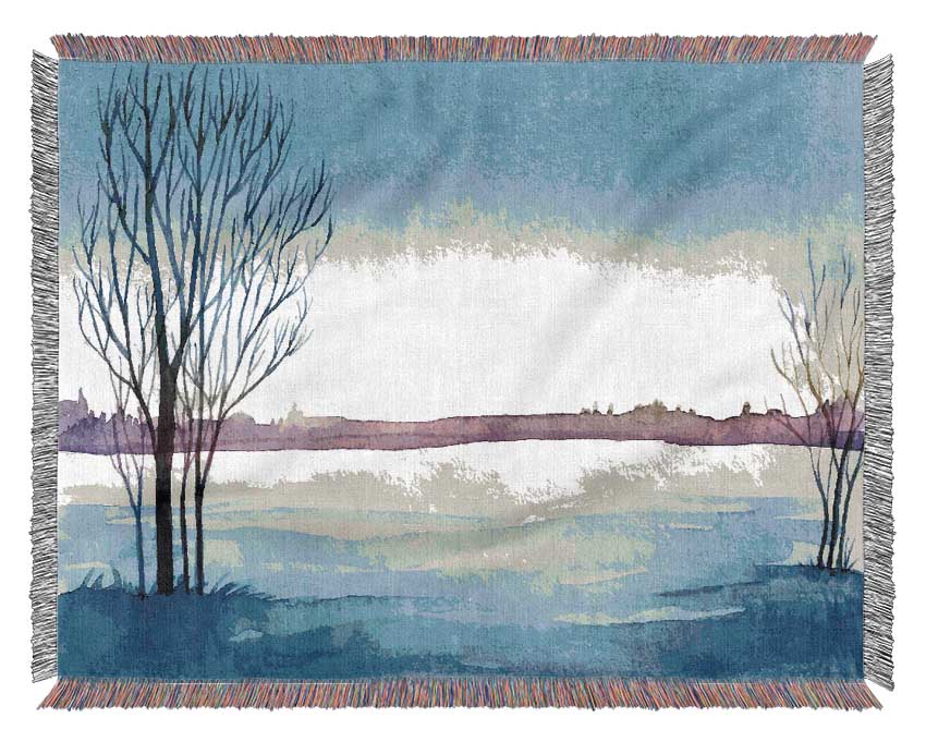 Winter lake Woven Blanket