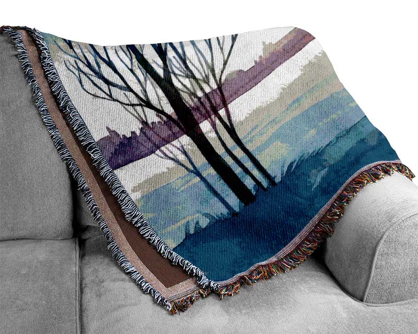 Winter lake Woven Blanket