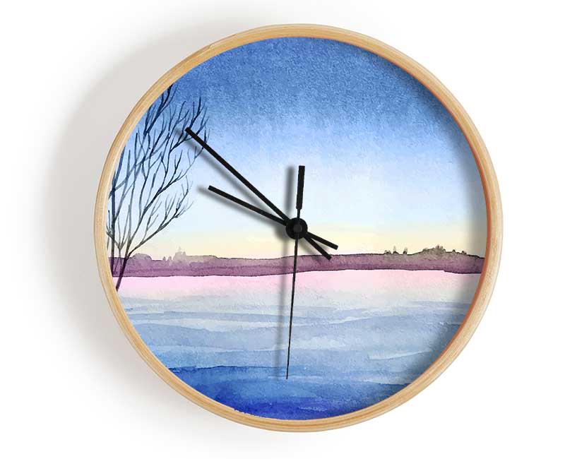 Winter lake Clock - Wallart-Direct UK