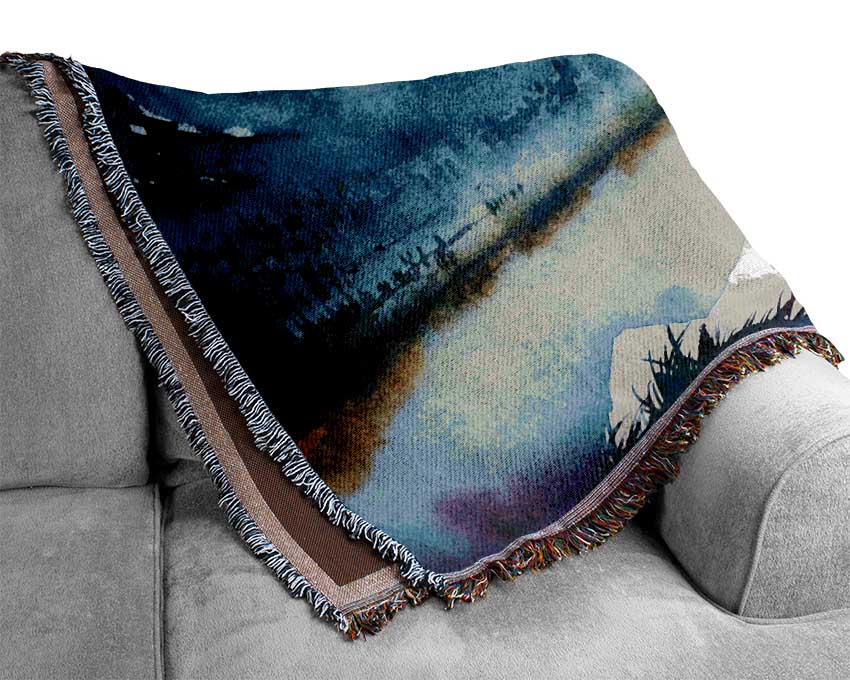 Mountain Winter Lake Woven Blanket