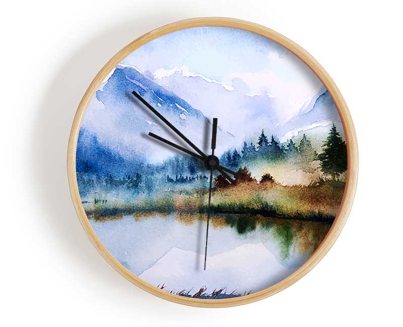 Mountain Winter Lake Clock - Wallart-Direct UK