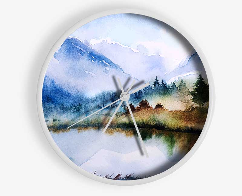 Mountain Winter Lake Clock - Wallart-Direct UK