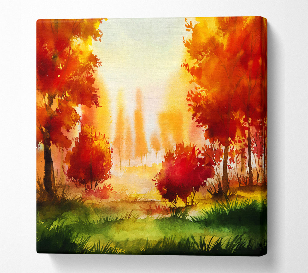 A Square Canvas Print Showing Autumn Abstract Square Wall Art