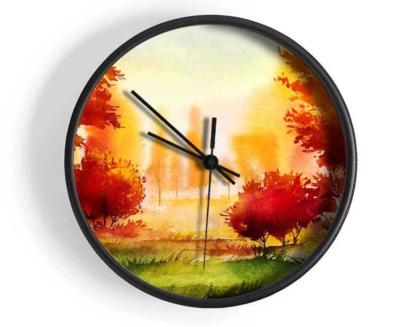 Autumn Abstract Clock - Wallart-Direct UK